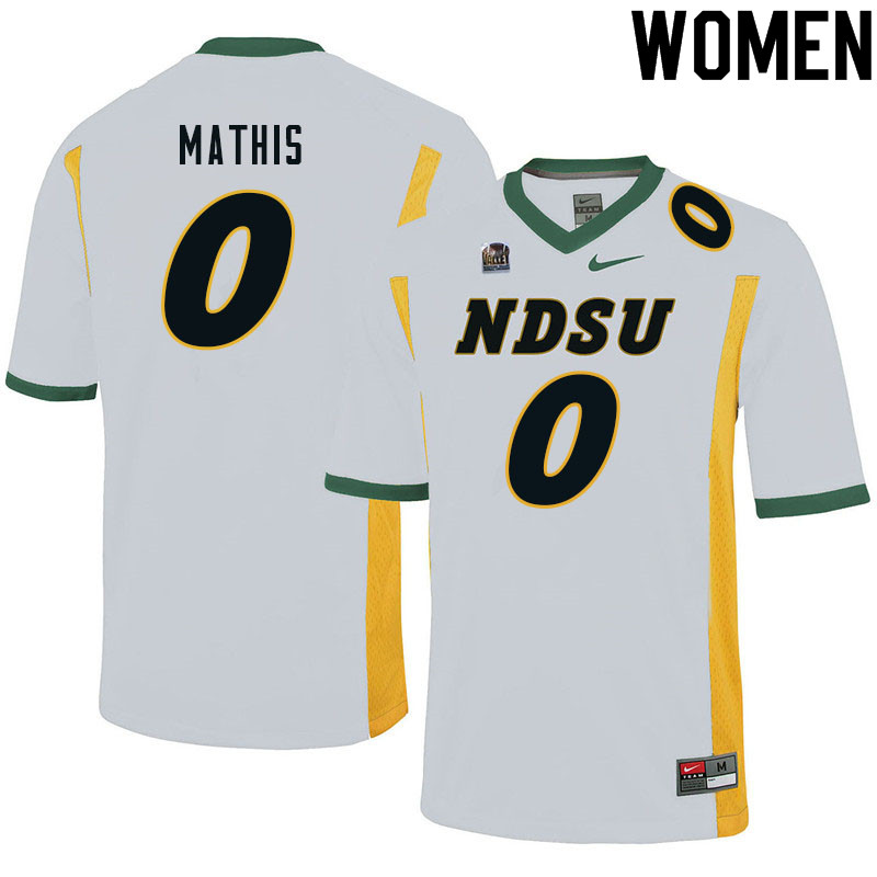 Women #0 Zach Mathis North Dakota State Bison College Football Jerseys Sale-White - Click Image to Close